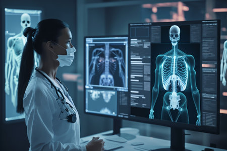 The future of healthcare with telemedicine and artificial intelligence. A new world illustration of...
