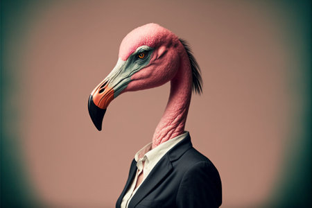 Animal in business suit close-up. The essence of ambition, confidence and competence in today's fast-paced business world. Ai Generated.の写真素材