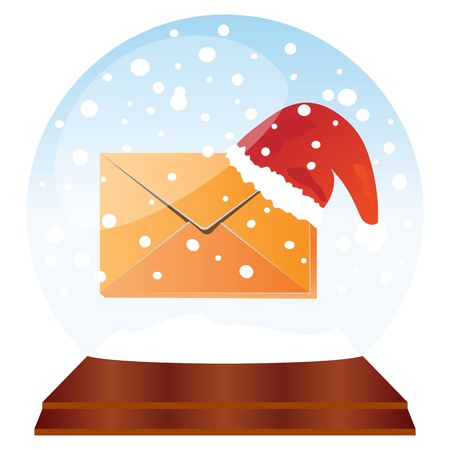 Christmas mail in glass globeのイラスト素材
