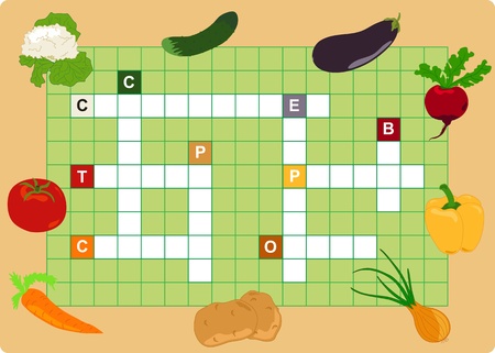 vegetable crossword, words game for childrenのイラスト素材