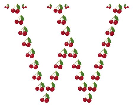 Letter - W made from cherry  Isolated on a white のイラスト素材
