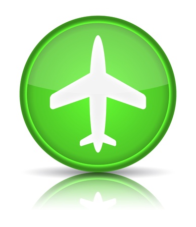 Airplane icon. Sign with reflection isolated on white. illustrationのイラスト素材