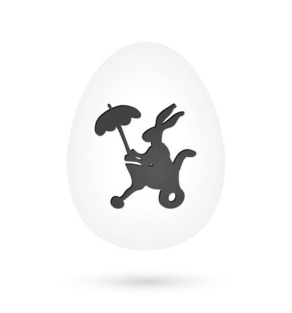 White Easter Egg with Bunny Sign. Vector Illustrationのイラスト素材