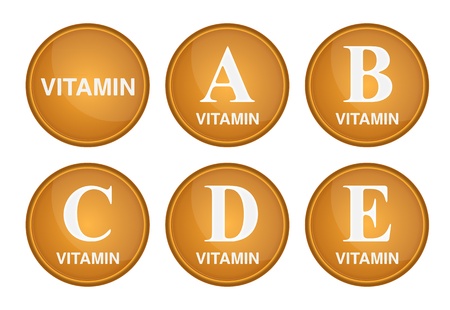 Vitamin A, B, C, D and E. Healthy life conceptのイラスト素材