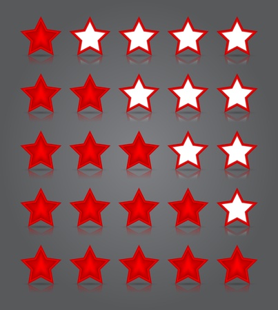 App icons glass set. Five glossy red stars ratings.のイラスト素材