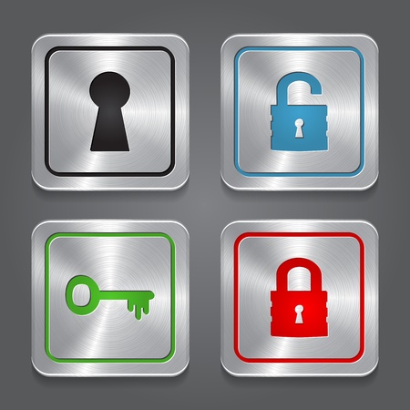 set app icons, metallic lock buttons collection. のイラスト素材
