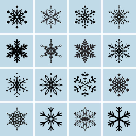 Snowflake icons. Vector collectionのイラスト素材