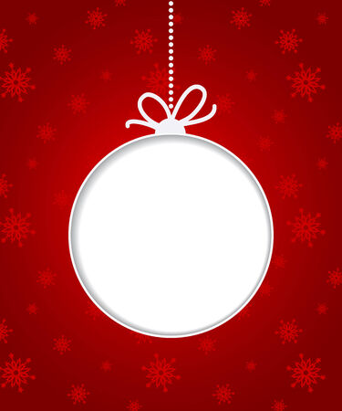 Christmas ball on red background with snowflakes. Vectorのイラスト素材