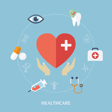 Concept for medicine healthcare. Medical icons. Flat design vector for webのイラスト素材