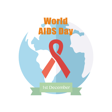 World AIDS day. Concept with globe and ribbon. Vectorのイラスト素材