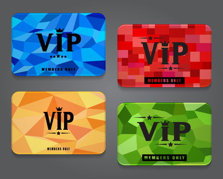 Orange, green, blue and red VIP card. Set VIP cardsのイラスト素材