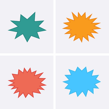 Bursting speech star set, starburst speech bubbles, flat vector illustration isolatedのイラスト素材