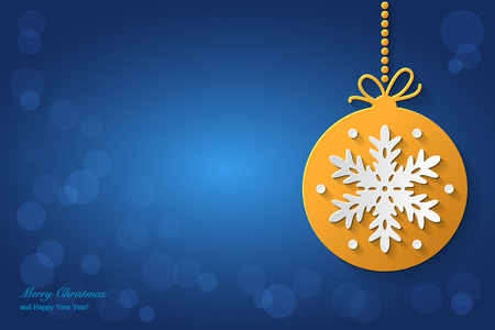 Christmas background design with christmas ball with white snowflake. Vector greeting illustration のイラスト素材