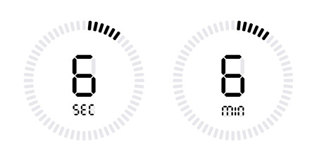 Timer countdown with minutes and seconds Icons. Stopwatch digital Vectorのイラスト素材