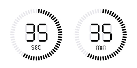 Timer countdown with minutes and seconds Icons. Stopwatch digital Vectorのイラスト素材