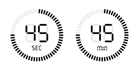 Timer countdown with minutes and seconds Icons. Stopwatch digital Vectorのイラスト素材