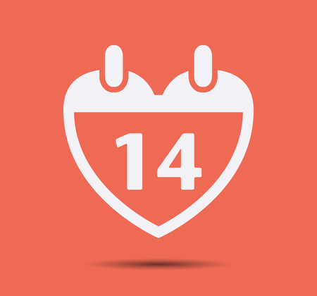 Calendar Icons with 14th date, Vector. Valentine day iconのイラスト素材