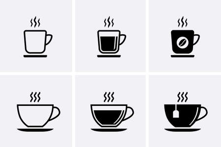 Coffee an tea cup Icon set. Vector illustrationのイラスト素材