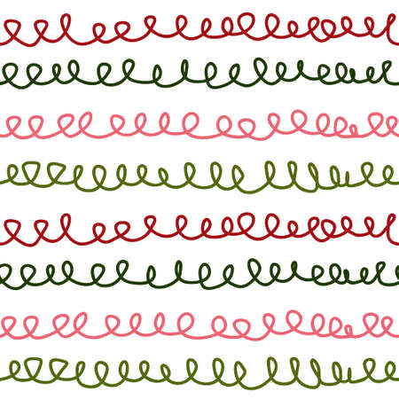 Simple vector seamless pattern with colorful loops in style child drawing. Print for fabric, textile or wrappingのイラスト素材