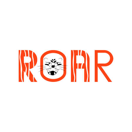 Roar lettering with a tiger.のイラスト素材