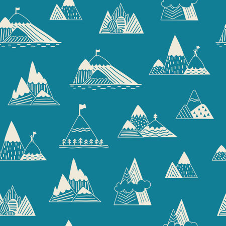 Pattern with outlines of mountainsのイラスト素材