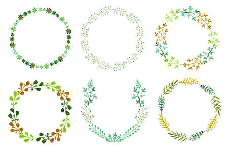 Set of hand drawn decorative wreathsの写真素材