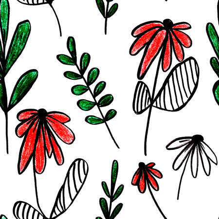 Hand painted floral illustrationの写真素材