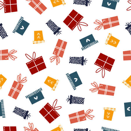Vector seamless pattern with giftsのイラスト素材