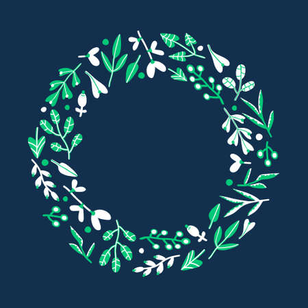 Floral circle frameのイラスト素材