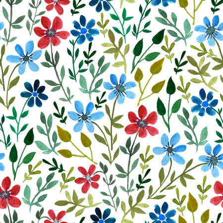 Watercolor seamless floral backgroundの写真素材