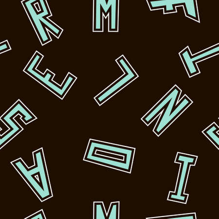 Vector seamless pattern with letters on black background. Illustration can be used for wallpaper, wrapping paper, web, textileのイラスト素材
