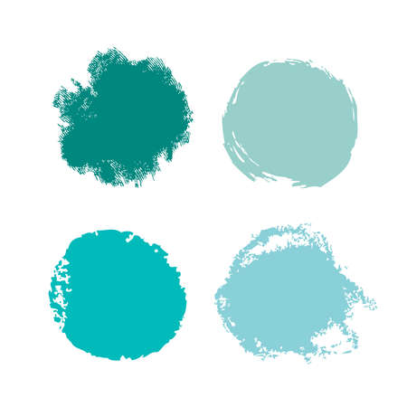 Set of colorful grunge spots. Vector circular design elements for cards and stickersのイラスト素材