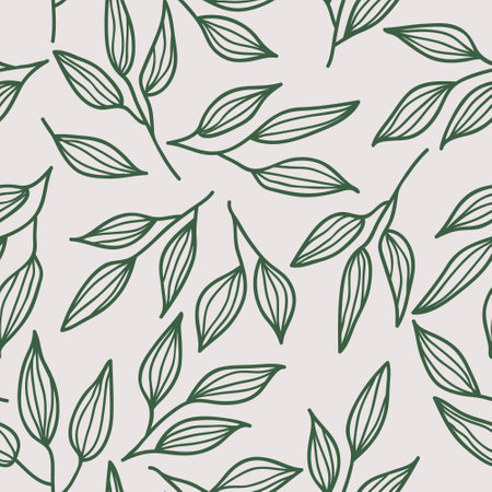Simple hand painted vector illustration with leaves. Seamless natural pattern for wallpaper, wrapping paper, surface designのイラスト素材