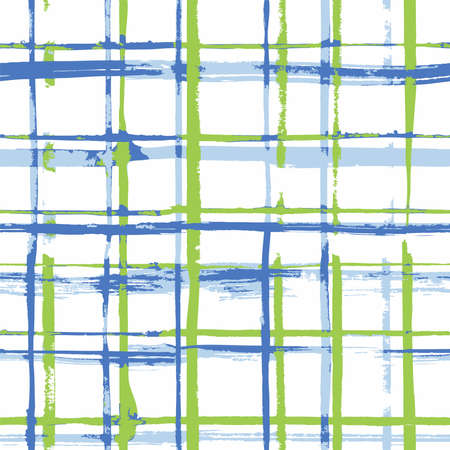 Vector abstract seamless pattern with blue and green ragged linesのイラスト素材