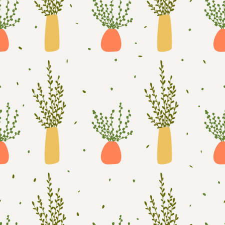 Pattern with flowers in a vaseのイラスト素材