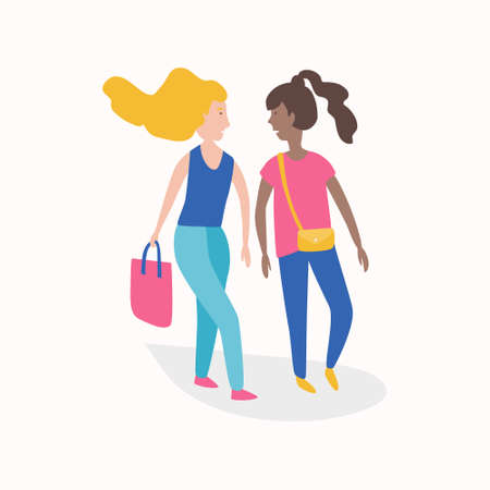 Going women with bagsのイラスト素材