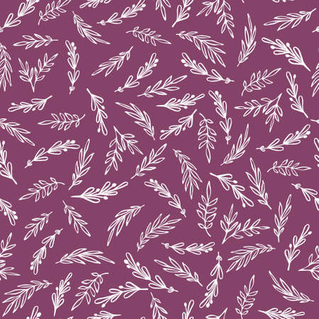 Hand drawn seamless pattern with leaves. Vector floral elements. Natural illustration with simple plants for wallpaper, wrapping paper, textile, surface designのイラスト素材