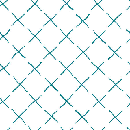 Vector abstract pattern with hand-drawn blue crosses on a white background. Simple seamless illustration for wallpaper, wrapping paper, fabric designのイラスト素材