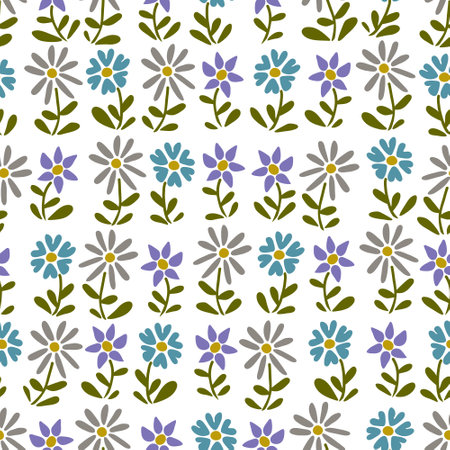 Vector seamless floral pattern. Endless illustration with repeating flowersのイラスト素材