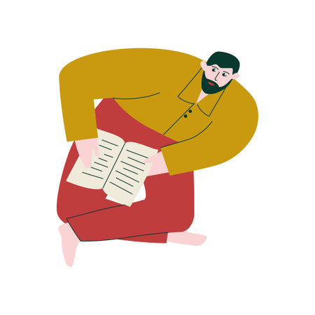 A man holding an open bookのイラスト素材