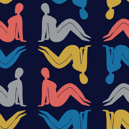 Colorful seamless pattern with naked women. simple endless vector illustrationのイラスト素材