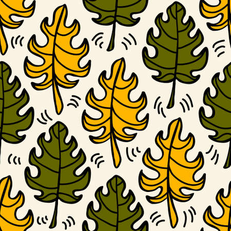 Pattern with autumn leaves. colorful natural seamless illustrationのイラスト素材