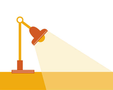 A table lamp with light from shining it. Simple vector illustration on white backgroundのイラスト素材