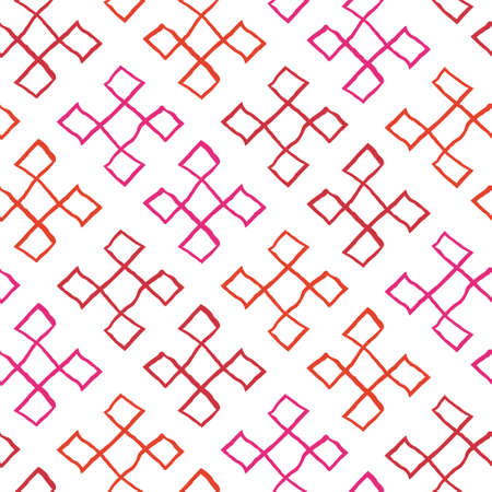 Vector abstract pattern with hand-drawn shapes on a white background. Simple geometric seamless ornament for wallpaper, wrapping paper, fabric designのイラスト素材