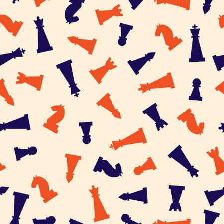 Seamless pattern with chess pieces. Colorful background with chessmen. Vector flat endless illustrationのイラスト素材
