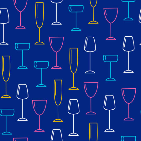Pattern with stemware for drinksのイラスト素材