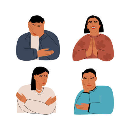 Set of sad peopleのイラスト素材