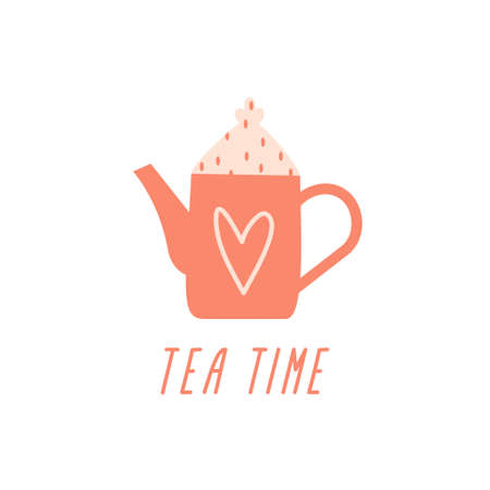 Cute kettle with a teaのイラスト素材
