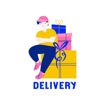 Delivery of goods from online storeのイラスト素材