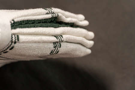 new kitchen towels on black backgroundの写真素材